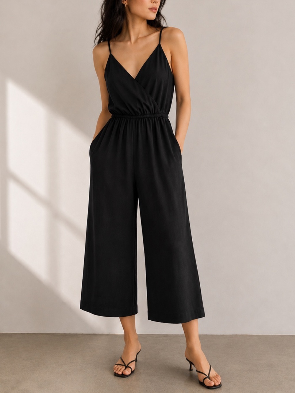 Aritzia Wilfred Wrap Jumpsuit Minimalist Wide Leg Black Women’s XS